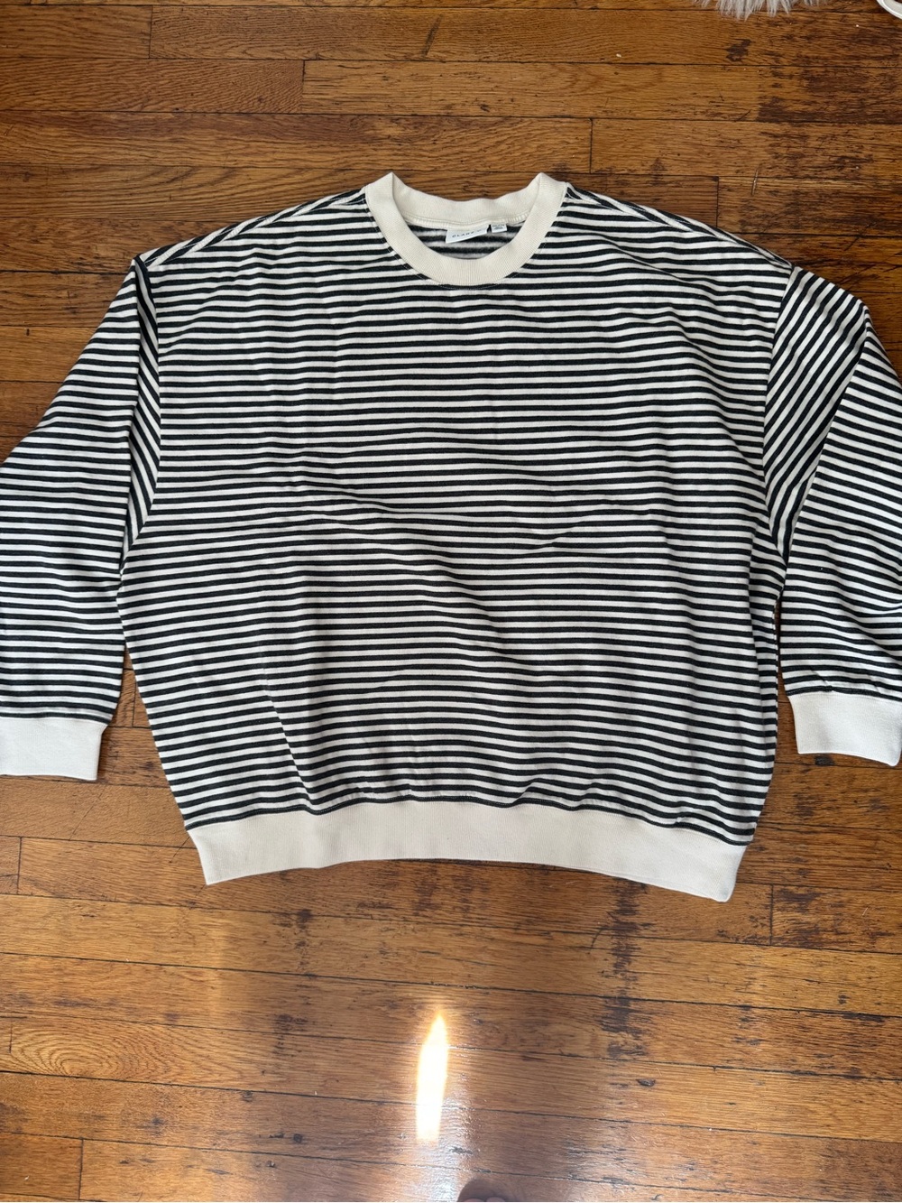 Clare V Black and White Striped Crewneck Sweater